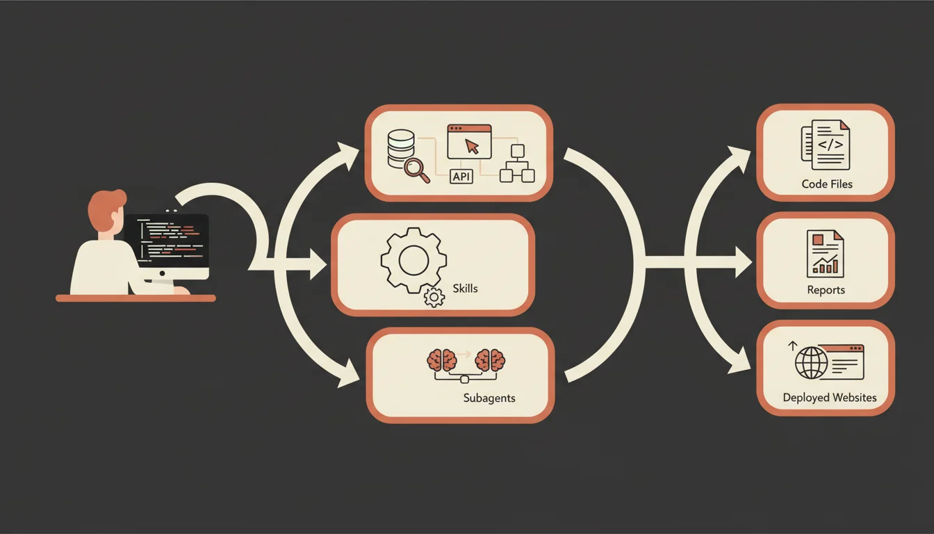 Flujo de trabajo con Claude Code: terminal conectada a MCPs, Skills y subagentes
