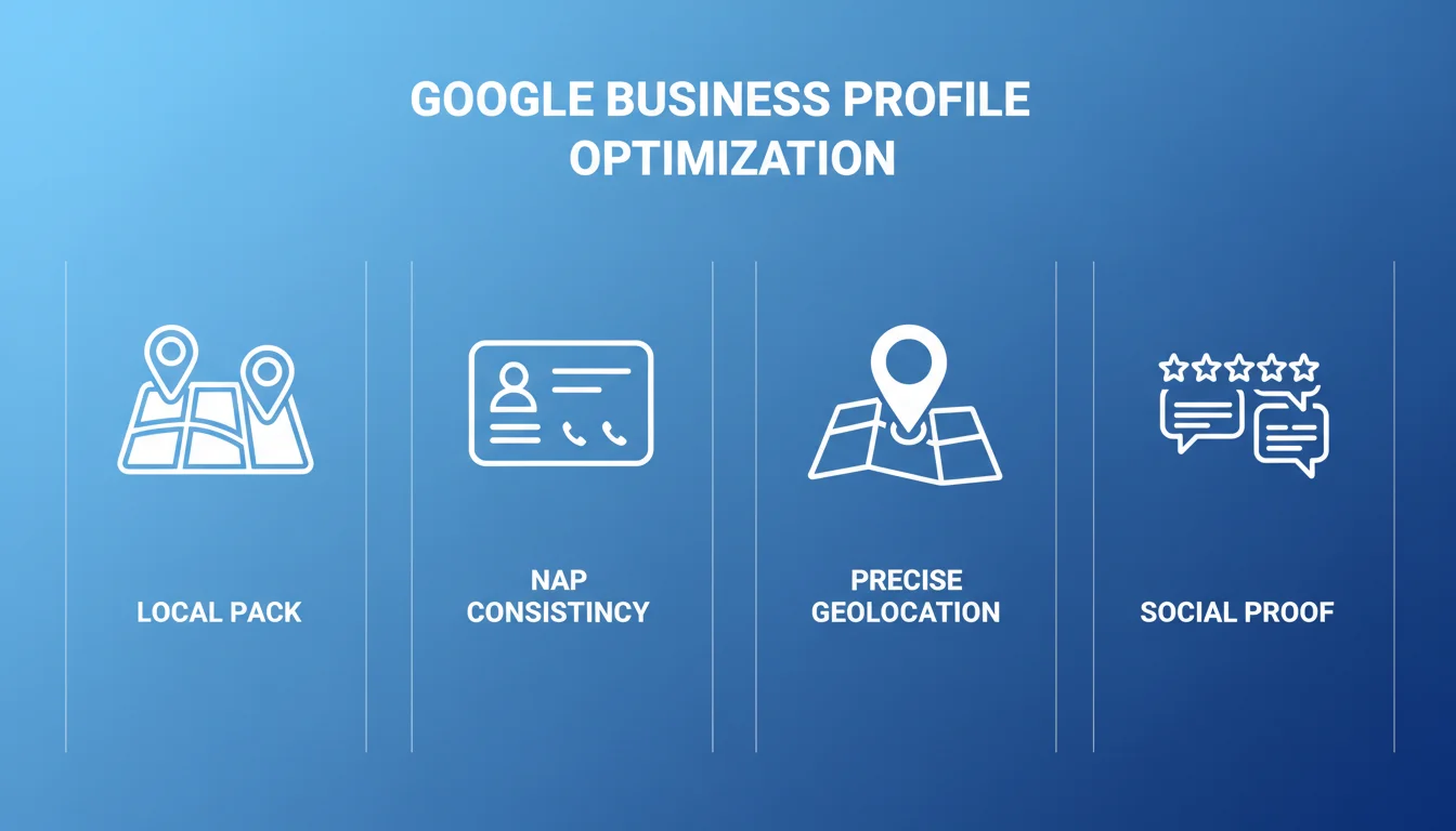 Los 4 pilares de un perfil de Google Business Profile optimizado: Local Pack, NAP, Geolocalización y Reseñas