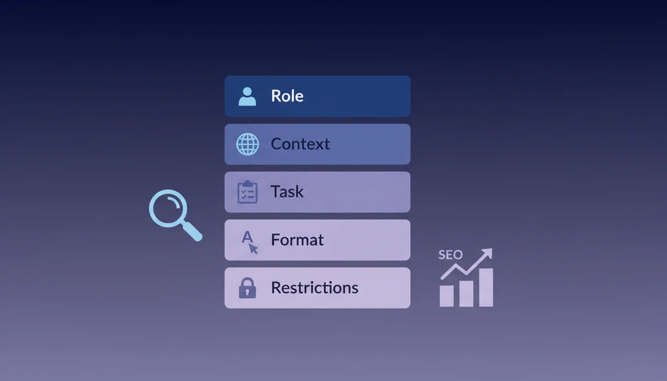 Estructura de un prompt SEO efectivo: Rol, Contexto, Tarea, Formato y Restricciones